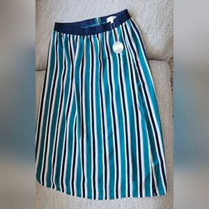 APRICOT Teal and White Striped A-Line Skirt